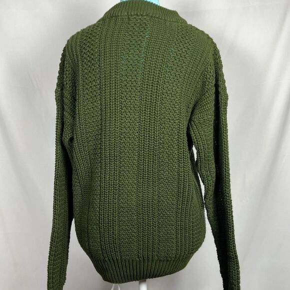 Vintage STRUCTURE Olive Green Open Knit Crewneck Sweater - Picture 4 of 7